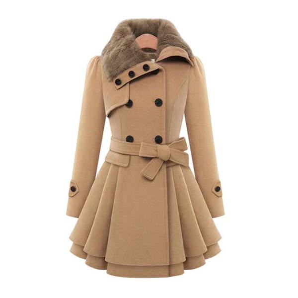 Leonore | Chic Belle Pelzkragen Trenchcoat